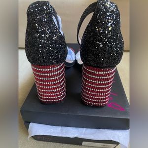 BRAND NEW-Never Worn Betsey Johnson Multi color- Red, Black, and Silver heels